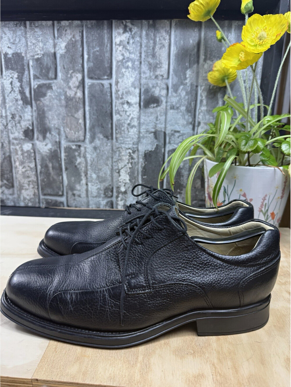 Belvedere Bay Bridge Black Leather Derby Lace-Up Dress Shoes US 12 EEE